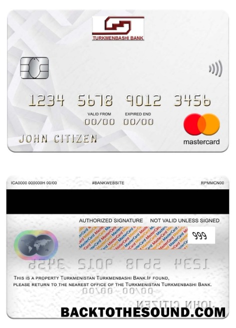 Λήψη Τουρκμενιστάν Turkmenbashi Τράπεζα Mastercard Δείγμα πρότυπο