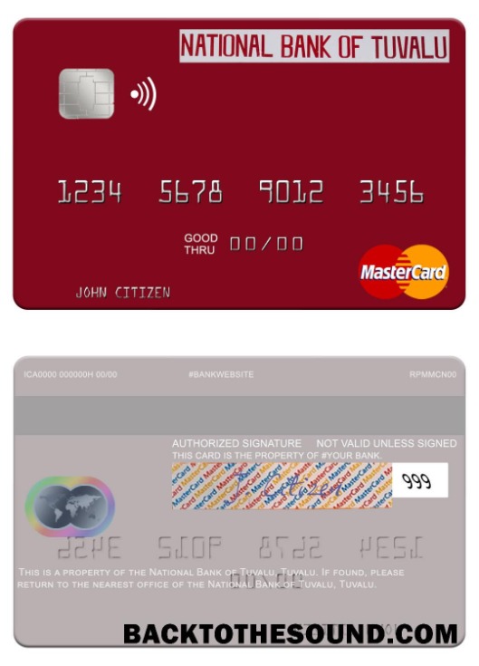 Λήψη Τουβαλού εθνικός Τράπεζα of Τουβαλού Mastercard Δείγμα δείγμα