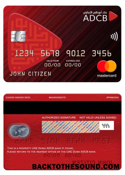 Λήψη ΗΑΕ Dubai ADCB Τράπεζα Mastercard Δείγμα σχεδιασμό