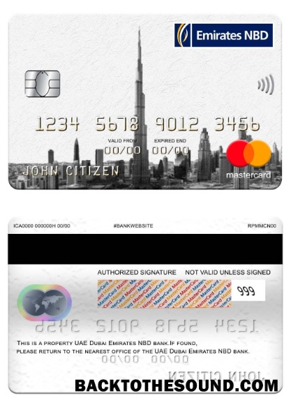 Λήψη ΗΑΕ Dubai Emirates NBD Τράπεζα Mastercard Δείγμα προεπισκόπηση