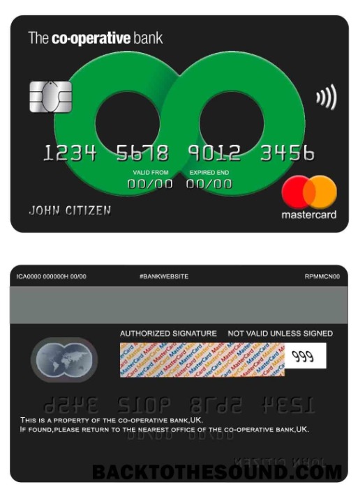 Λήψη Ηνωμένο Βασίλειο The co operative Τράπεζα Mastercard Δείγμα δείγμα