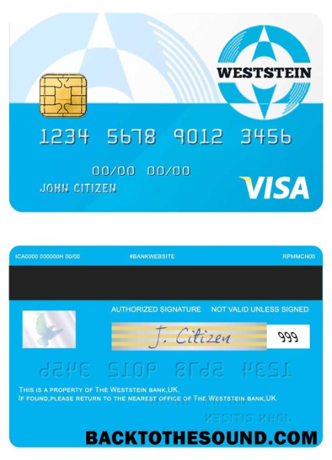 Λήψη Ηνωμένο Βασίλειο Weststein Τράπεζα Βίζα Κάρτα Δείγμα πρότυπο