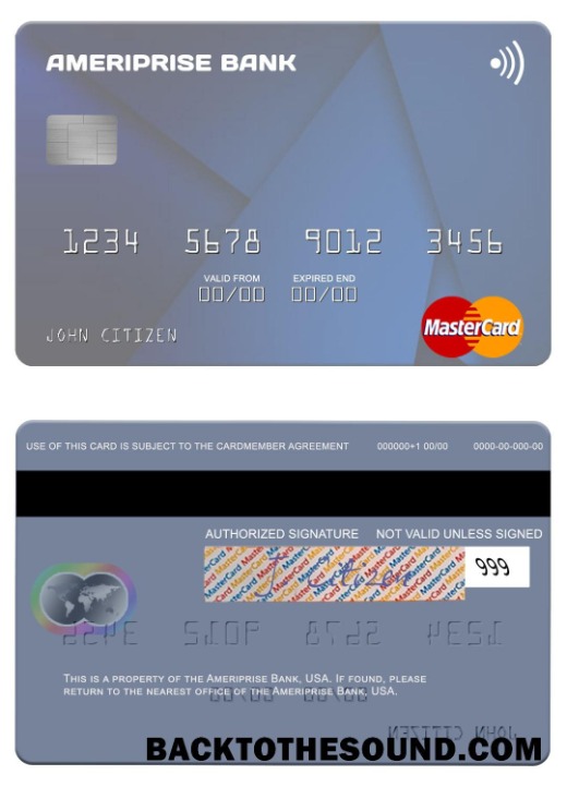Λήψη ΗΠΑ Ameriprise Τράπεζα Mastercard Δείγμα σχεδιασμό