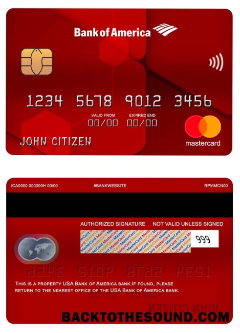 Λήψη ΗΠΑ Τράπεζα of Αμερική Τράπεζα Mastercard Δείγμα δείγμα