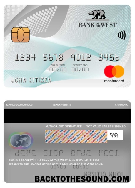 Λήψη ΗΠΑ Τράπεζα of the West Τράπεζα Mastercard Δείγμα προσχέδιο