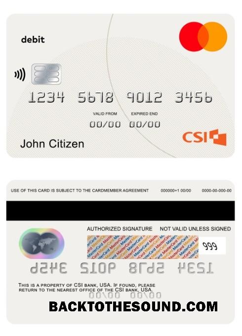 Λήψη ΗΠΑ CSI Τράπεζα Χρέωση Mastercard Δείγμα πρότυπο
