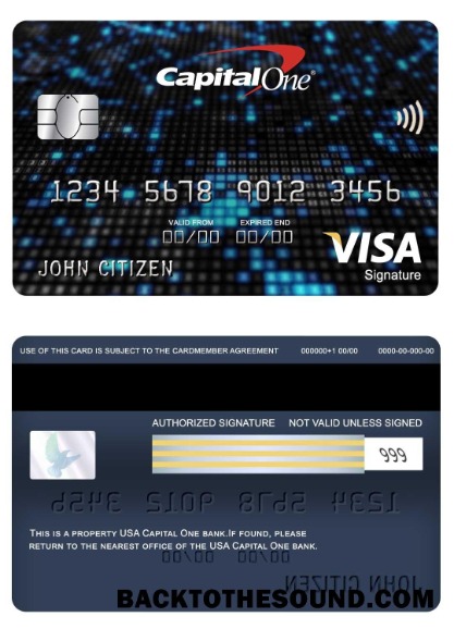 Λήψη ΗΠΑ Capital One Τράπεζα Βίζα Υπογραφή Κάρτα Δείγμα προσχέδιο