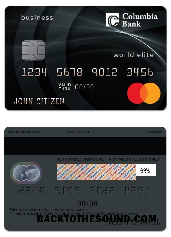 Λήψη ΗΠΑ Columbia Τράπεζα Mastercard Επιχείρηση Platinum Δείγμα πρότυπο