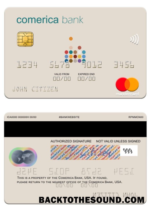Λήψη ΗΠΑ Comerica Τράπεζα Mastercard Δείγμα πρότυπο