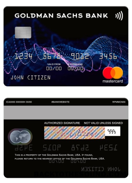 Λήψη ΗΠΑ Goldman Sachs Τράπεζα Mastercard Δείγμα πρότυπο