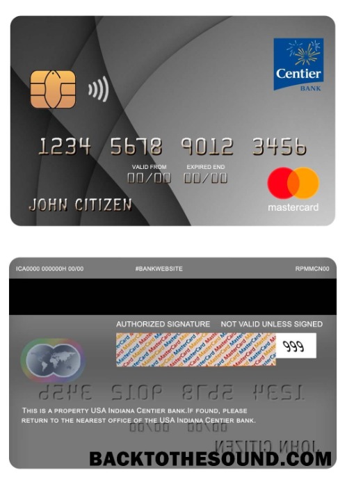 Λήψη ΗΠΑ Indiana Centier Τράπεζα Mastercard Δείγμα δείγμα