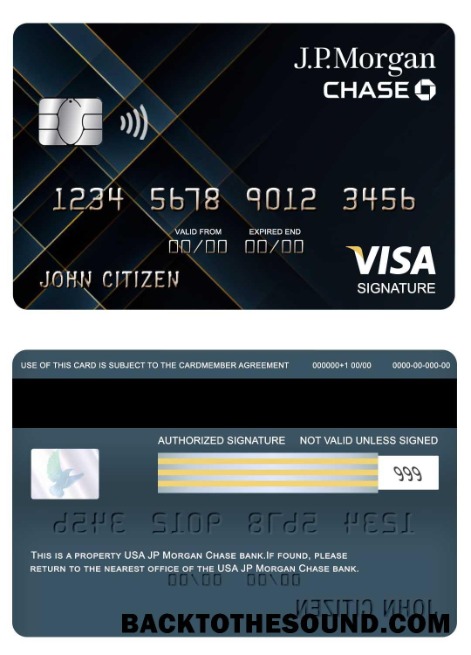 Λήψη ΗΠΑ JP Morgan Chase Τράπεζα Βίζα Υπογραφή Κάρτα Δείγμα πρότυπο