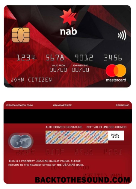 Λήψη ΗΠΑ NAB Τράπεζα Mastercard Δείγμα πρότυπο