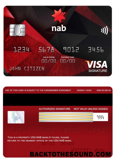 Λήψη ΗΠΑ NAB Τράπεζα Βίζα Υπογραφή Κάρτα Δείγμα προεπισκόπηση