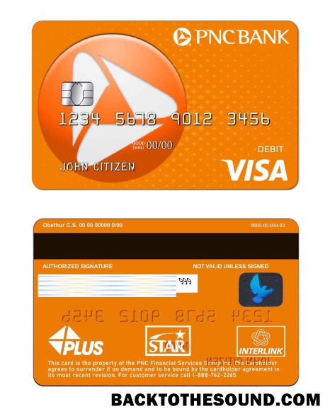 Λήψη ΗΠΑ PNC Τράπεζα Βίζα Χρέωση Κάρτα Δείγμα δείγμα