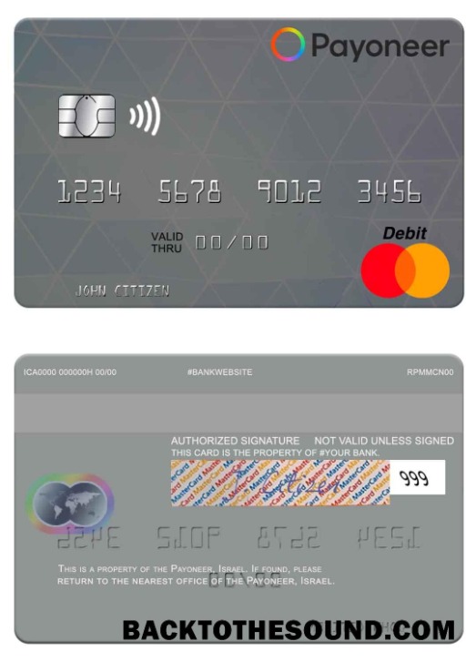 Λήψη ΗΠΑ Payoneer Mastercard Δείγμα δείγμα