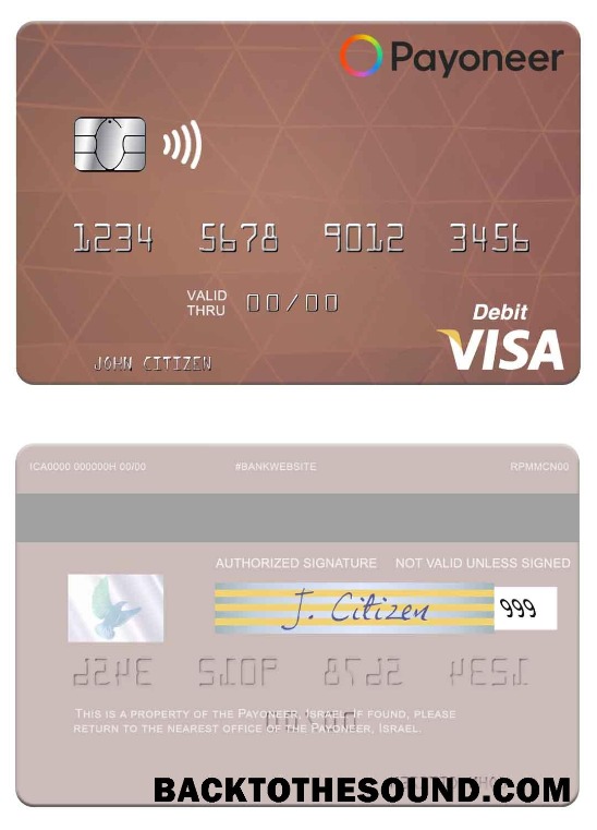 Λήψη ΗΠΑ Payoneer Βίζα Χρέωση Κάρτα Δείγμα σχεδιασμό
