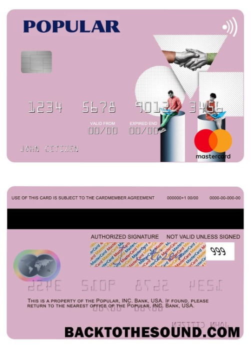 Λήψη ΗΠΑ Popular, Inc. Τράπεζα Mastercard Δείγμα δείγμα