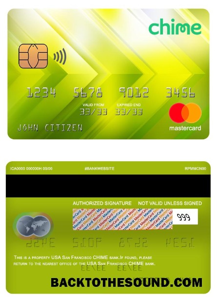 Λήψη ΗΠΑ San Francisco CHIME Τράπεζα Mastercard Δείγμα πρότυπο