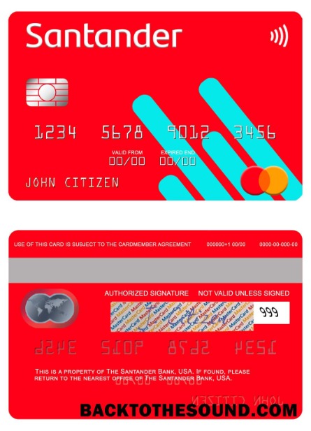 Λήψη ΗΠΑ Santander Τράπεζα Mastercard Δείγμα προεπισκόπηση