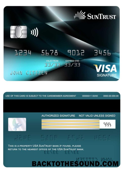 Λήψη ΗΠΑ SunTrust Τράπεζα Υπογραφή Κάρτα Δείγμα προσχέδιο