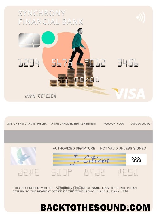 Λήψη ΗΠΑ Synchrony Financial Τράπεζα Βίζα Κάρτα Δείγμα δείγμα
