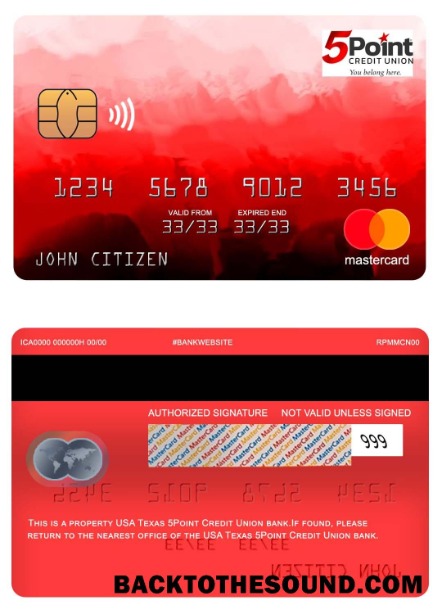 Λήψη ΗΠΑ Texas 5Point Πίστωση ένωση Τράπεζα Mastercard Δείγμα προσχέδιο