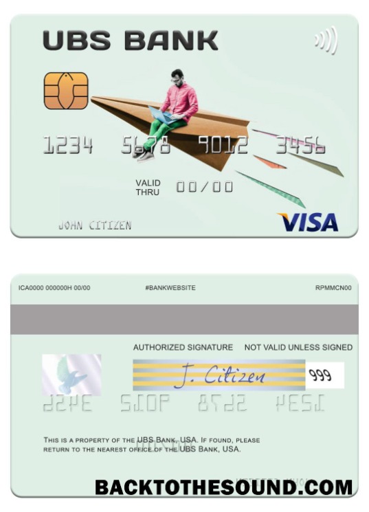 Λήψη ΗΠΑ UBS Τράπεζα Βίζα Κάρτα Δείγμα δείγμα