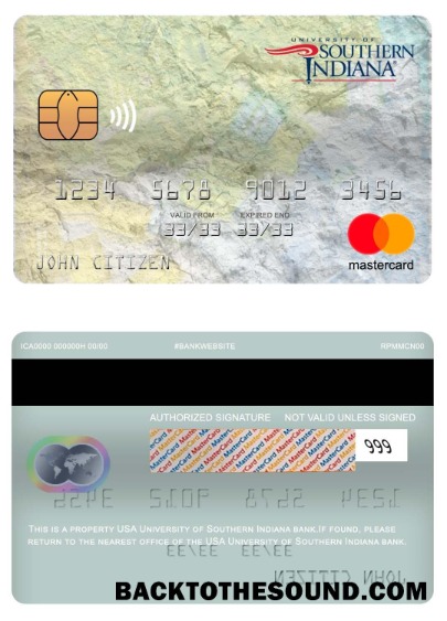 Λήψη ΗΠΑ πανεπιστήμιο of Southern Indiana Τράπεζα Mastercard Δείγμα πρότυπο