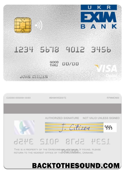 Λήψη Ουκρανία Ukreximbank Βίζα Χρέωση Κάρτα Δείγμα δείγμα