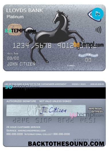 Λήψη Ηνωμένο Βασίλειο Lloyds american express platinum Κάρτα in PSD Μορφή, fully Επεξεργάσιμο Δείγμα δείγμα