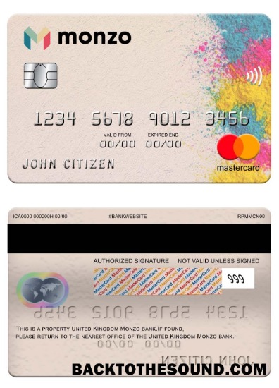 Λήψη Ηνωμένο Βασίλειο Monzo Τράπεζα Mastercard Δείγμα προεπισκόπηση