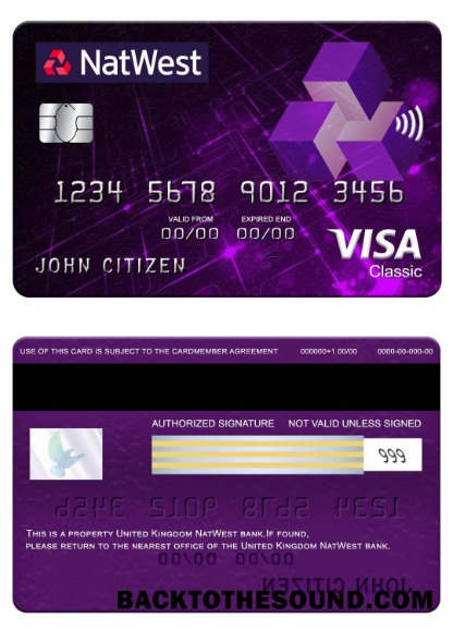 Λήψη Ηνωμένο Βασίλειο NatWest Τράπεζα Βίζα classic Κάρτα Δείγμα προεπισκόπηση