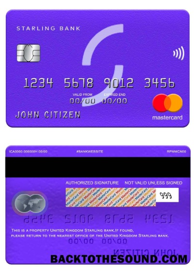 Λήψη Ηνωμένο Βασίλειο Starling Τράπεζα Mastercard Δείγμα δείγμα