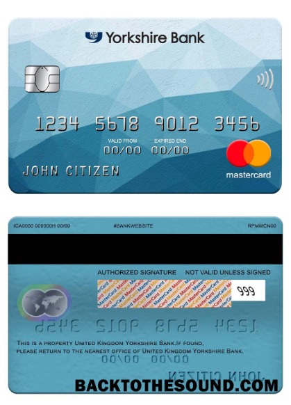 Λήψη Ηνωμένο Βασίλειο Yorkshire Τράπεζα Mastercard Δείγμα πρότυπο