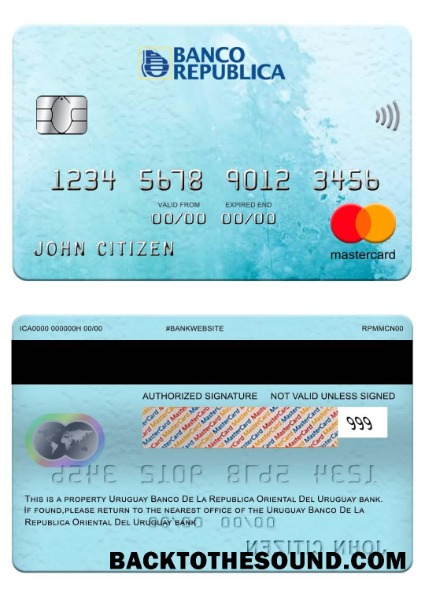 Λήψη Ουρουγουάη Banco De La Republica Oriental Del Ουρουγουάη Τράπεζα Mastercard Δείγμα πρότυπο