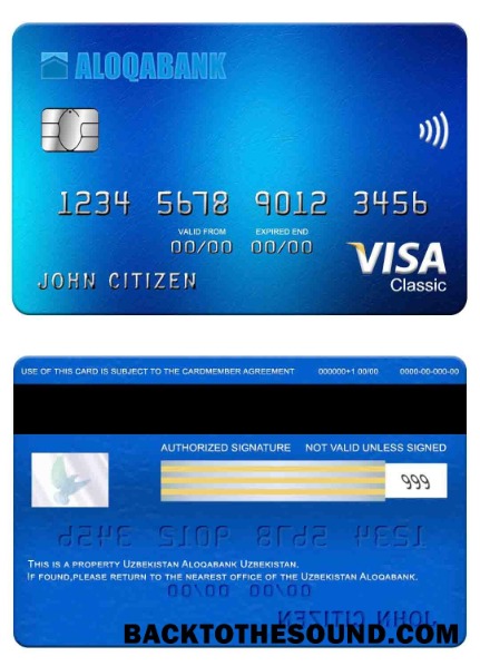Λήψη Ουζμπεκιστάν Aloqabank Βίζα classic Κάρτα Δείγμα προεπισκόπηση