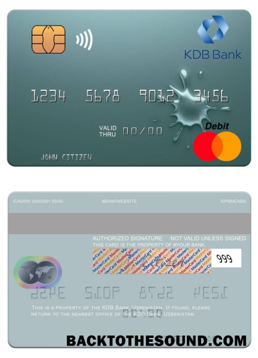Λήψη Ουζμπεκιστάν KDB Τράπεζα Mastercard Δείγμα πρότυπο