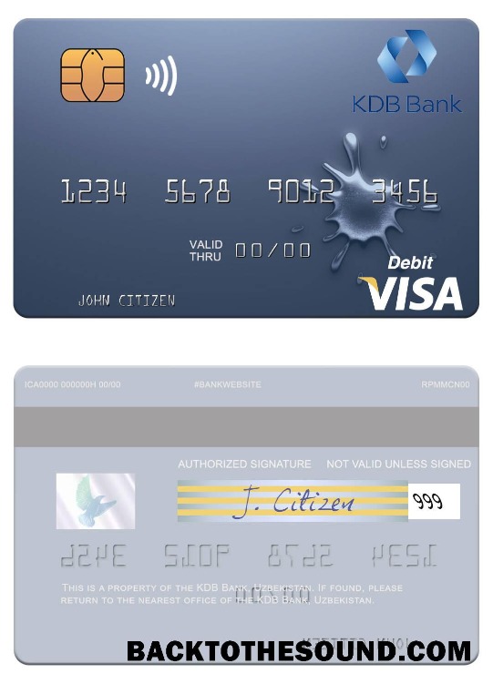 Λήψη Ουζμπεκιστάν KDB Τράπεζα Βίζα Χρέωση Κάρτα Δείγμα προσχέδιο