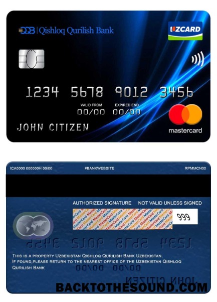 Λήψη Ουζμπεκιστάν Qishloq Qurilish Τράπεζα Mastercard Δείγμα προσχέδιο
