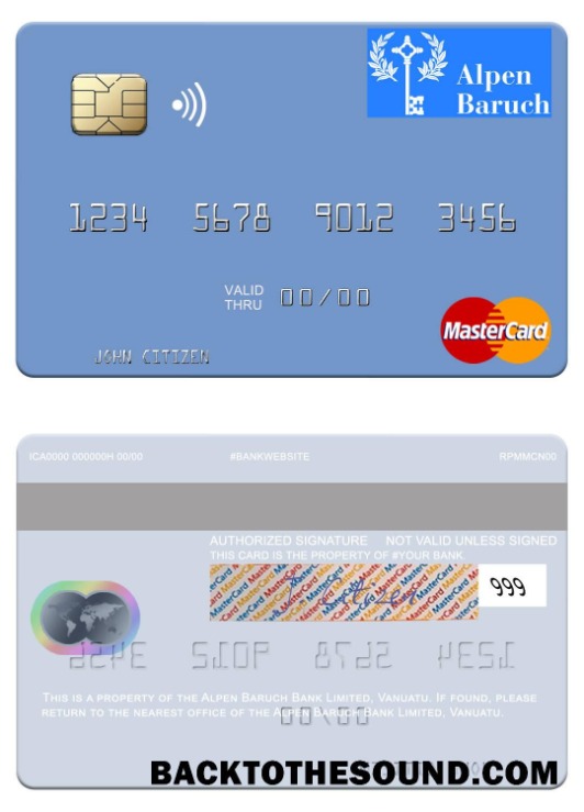 Λήψη Βανουάτου Alpen Baruch Τράπεζα Limited Mastercard Δείγμα δείγμα