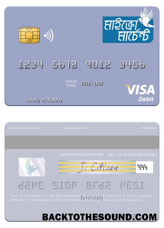 Λήψη Βανουάτου Asia Merchant Τράπεζα Limited Βίζα Χρέωση Κάρτα Δείγμα δείγμα