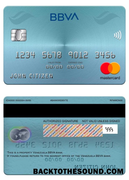 Λήψη Βενεζουέλα BBVA Τράπεζα Mastercard Δείγμα προσχέδιο