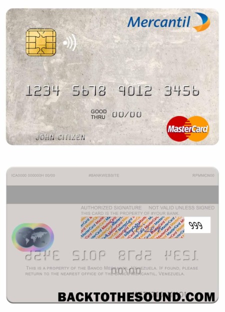 Λήψη Βενεζουέλα Banco Mercantil Mastercard Δείγμα δείγμα