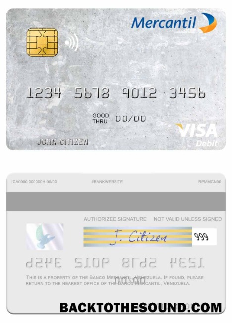 Λήψη Βενεζουέλα Banco Mercantil Βίζα Χρέωση Κάρτα Δείγμα δείγμα