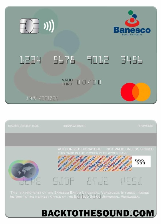 Λήψη Βενεζουέλα Banesco Banco Universal Mastercard Δείγμα πρότυπο