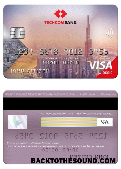 Λήψη Βιετνάμ Techcombank Βίζα classic Κάρτα Δείγμα πρότυπο