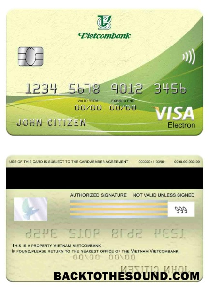 Λήψη Βιετνάμ Vietcombank Βίζα electron Κάρτα Δείγμα δείγμα