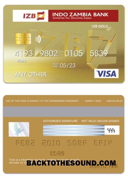 Λήψη Ζάμπια IZB Τράπεζα Βίζα gold Κάρτα Δείγμα δείγμα
