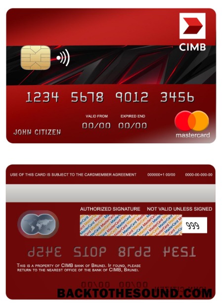 Λήψη Μπρουνέι CIMB Τράπεζα Mastercard Δείγμα δείγμα